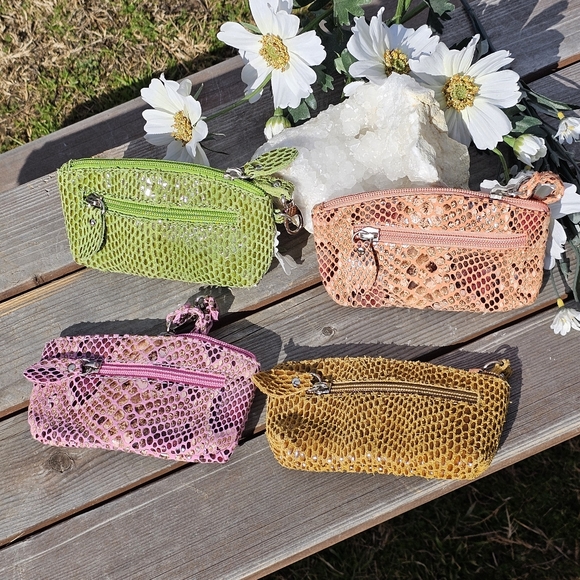 Sorial 4pc. Leather python wristlet coin purses - Picture 2 of 10